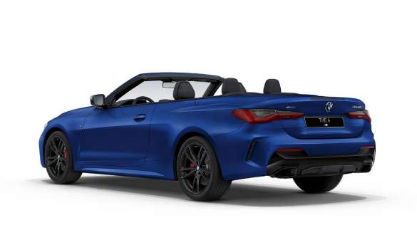 Вид сбоку в три четверти BMW M440i xDrive Cabrio G23 2020 BMW M440i xDrive Cabrio G23 2020 "Морозный Синий Портимау металлик" BMW Individual, вид сбоку в три четверти