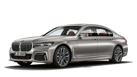 BMW M760Li xDrive Седан G11 G12 2019 в цвете Frozen Dark Silver metallic, вид на три четверти сбоку, аэродинамический пакет М BMW M760Li xDrive Седан G11 G12 2019 в цвете Frozen Dark Silver metallic, вид на три четверти сбоку, аэродинамический пакет М