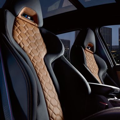 BMW X3 M Competition, M Sport seats. BMW X3 M Competition, interior, M Sport seats in ‘Merino’ leather with Alcantara.
