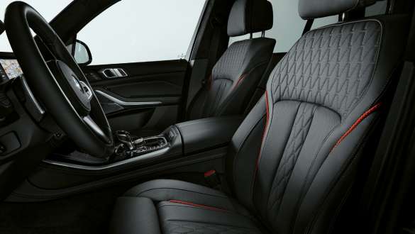 BMW Individual полная отделка кожей Merino "Черный" с красным декоративным швом, BMW X5 Black Vermilion Edition G05 2021 BMW Individual полная отделка кожей Merino "Черный" с красным декоративным швом, BMW X5 Black Vermilion Edition G05 2021