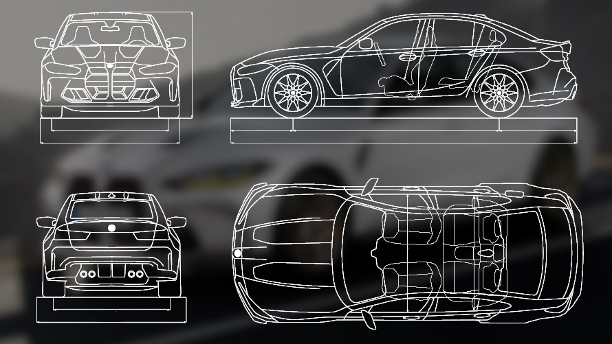 Габаритный чертеж BMW M3 CS G80 Габаритный чертеж BMW M3 CS G80